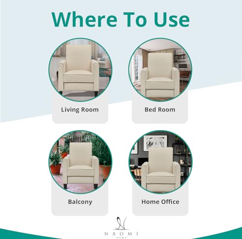 Naomi Home Landon Modern Reclining Accent Chair for Living Room | Recliner Chair with Enhanced Back Support, Wide Seat, Thick Cushioning | Recliner for Small Spaces