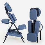 Professional Portable and Lightweight Tattoo/Massage Chair by Master Massage - Folding Aluminum Frame with Adjustable Features and Wheeled Carrying Case, Blue Master Massage Equipment