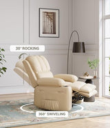 MegaChoice Oversized Manual Recliner Chair, Adjustable Home Theater Seating with Lumbar Support & Footrest, PU Leather Lounge Chair with Side Pocket for Living Room, Bedroom, Nursery