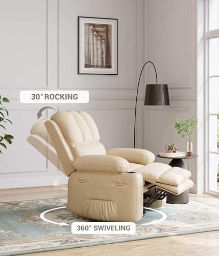 MegaChoice Oversized Manual Recliner Chair, Adjustable Home Theater Seating with Lumbar Support & Footrest, PU Leather Lounge Chair with Side Pocket for Living Room, Bedroom, Nursery MegaChoice
