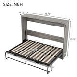 RuiSiSi Modern Metal Horizontal Murphy Bed, Full Size Lift Up Murphy Bed Cabinet, Hidden Wall Bed Foldable Horizontal Murphy Bed for Guest Room, Space Saving, Gray RuiSiSi