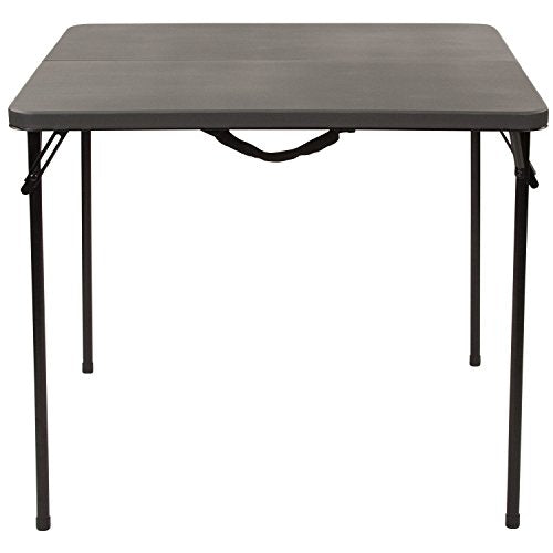 Flash Furniture Dunham 2.83' Square Plastic Folding Event Table with Carrying Handle, Bi-Fold Banquet Table for Indoor/Outdoor Events, Dark Gray Flash Furniture