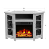 Fireplace TV Stand for TVs up to 55 Inch, 45" Corner Electric Fireplace TV Stand Farmhouse Media Console with 18" Electric Fireplace & Mesh Barn Doors, 1400W Heater with Remote Control & Timer, Grey Parrot Uncle