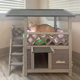 Feral Cat House Outdoor and Indoor Kitty Shelter with Stairs for Cats Insulated, Weatherproof Roof for Winter Aivituvin