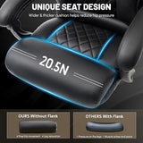 Massage Office Chair with Foot Rest,6 Points Vibration & Heat Executive Office Chairs,Big and Tall Leather Office Chair 500LBS,Ergonomic Desk Chair for Heavy People,Recliner with Dual-Use Pillow,Black BLISNEST