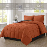 Elegant Comfort 3-Piece Reversible Comforter Set, All Season Cozy, Soft Down Alternative, Quilted - Box Stitched - Duvet Insert with 4 Corner Tabs, Comforter with Shams, Twin, Coral/Gray Elegant Comfort