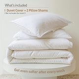 BISELINA French Linen Duvet Cover Set 3pcs with Hidden Zipper Closure Natural Flax Cotton Blend Solid Color Soft Breathable Luxury Farmhouse Bedding -Full Size, White BISELINA