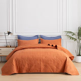 SheRest Full Quilt Bedding Set - Soft Breathable Bed Quilts, Modern Style Embossed Bedspreads, Lightweight Microfiber Coverlet for All Seasons, Burnt Orange, 3 Pieces (1 Quilt,2 Pillow Shams) SheRest