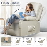 FURNIMAT Recliner Chairs for Adults, Massage Rocker with Heated Modern Ergonomic Lounge 360 Degree Swivel Single Sofa Seat Living Room Lounge Recliners Ivory White