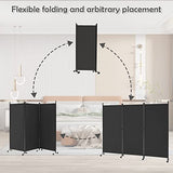 Spurgehom 3 Panel Rolling Room Divider, Folding Partition Privacy Screens, Freestanding Fabric Room Panel, Portable Folding Wall Divider for Office, Room, Restaurant, Hospital (Black) Spurgehom
