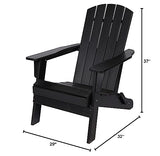 Shine Company Seaside Outdoor Weatherproof Folding Adirondack Chair, Black Shine Company