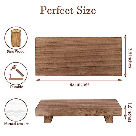 Small Wood Tray Pedestal Stand Farmhouse Bathroom Decor Decorative Wooden Riser Kitchen Soap Dish Holder for Vanity, Counter, Sink, Brown zoocatia
