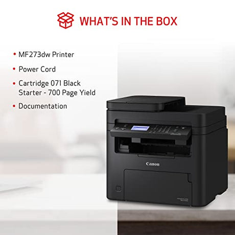 Canon imageCLASS MF273dw - Wireless Monochrome Laser Printer, Print, Copy and Scan with Auto Document Feeder, Black Canon
