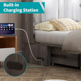 BALUS Queen Murphy Bed with Mattress Included, Cabinet Beds with Tri-Fold Mattress, Murphy Cabinet Beds with USB Charging Station and Storage Drawers, Murphy Queen Bed for Bedroom, Dark Grey BALUS