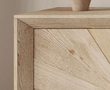 60 Inch Large Sideboard Buffet Cabinet with Storage, Sunburst 4 Door Wooden Accent Cabinet for Living Room Entryway, Mid Century Modern Console, Farmhouse Kitchen Table, Antique Natural Finish ZZKBTOPXY