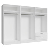 Madesa 6 Doors 2 Drawers Wardrobe Set Armoire Closet Bedroom Storage Cabinet with Shelves and Hanging Space 94" L Wooden Clothing Organizer Unit (White) Madesa