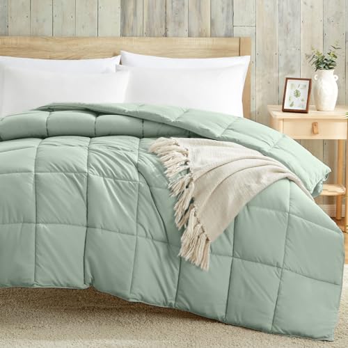 Homelike Moment Twin Comforter Duvet Insert - Green Down Alternative Bed Comforter Twin Size, Lightweight Bedding Comforters Quilted Soft All Season Solid Green Homelike Moment
