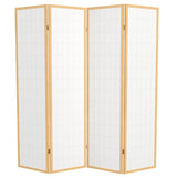 Red Lantern 6 ft. Tall Window Pane Shoji Screen - Natural - 4 Panels Red Lantern
