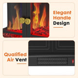 Sweetcrispy Freestanding Electric Fireplace Heater, 26”Two Door Fireplace with 3D Flame Effect, Overheating Safe Design, Energy Saving Space Heater with 12H Timer&Remote for Living Room, Bedroom,Black Sweetcrispy