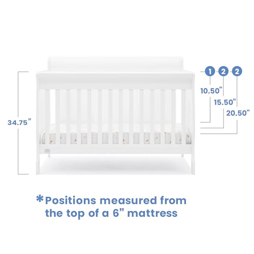 Delta Children Simmons Kids Carter 6-in-1 Convertible Crib - Greenguard Gold Certified, Bianca White