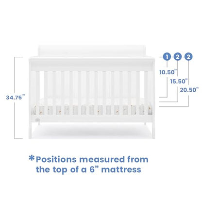 Delta Children Simmons Kids Carter 6-in-1 Convertible Crib - Greenguard Gold Certified, Bianca White