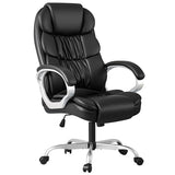 Homall Office Chair High Back Computer Desk Chair, PU Leather Adjustable Height Modern Executive Swivel Task Chair with Padded Armrests and Lumbar Support (Black) Homall