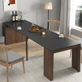 Hennhari Extendable Dining Table for 8-12 People, Expandable Console Table with Power Outlet for Dining Room & Living Room, Space Saving Kitchen Table with Extension Leaves Holder (Walnut Black) Hennhari