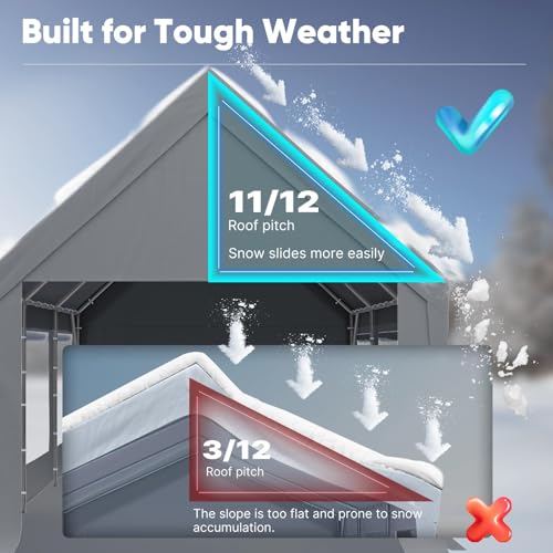 Quictent Heavy Duty 10x20 ft Carport Tent with Ultra-High Peak & Ventilation Windows, Waterproof Outdoor Canopy Shelter for Events, Storage, Parking & Wedding - Gray Quictent