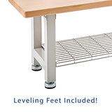 Seville Classics Storage Shelf Wood Bench, Granite Seville Classics