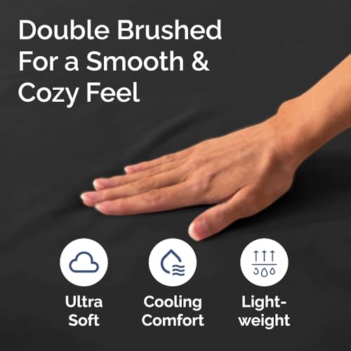 Full Fitted Bed Sheet - Bottom Single Fitted Sheet Only - Ultra-Soft Hotel Luxury Bedding w/ 8-16 Inch Deep Pockets - Breathable, Cooling & Wrinkle Free - Easy-Care, Fade & Shrink Resistant - Black CGK Unlimited