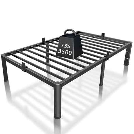 ROIL 14 inch Twin Bed Frames with Headboard Hole and Round Corner Legs Mattress Retainers 3500LBS Heavy Duty Steel Slats No Box Spring Needed Platform Noise-Free Easy Assembly ROIL
