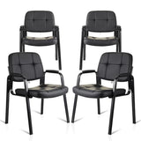 CLATINA Waiting Room Guest Chair with Bonded Leather Padded Arm Rest for Office Reception and Conference Desk Black 4 Pack