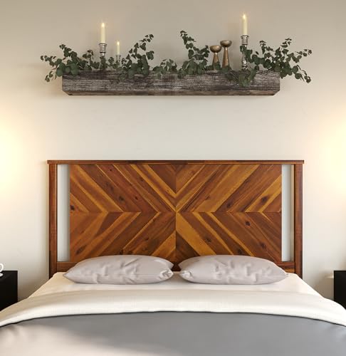 Bme Vivian Rustic Scandinavian Queen Headboard in Solid Acacia Wood, Golden Brown Finish - WoodArtSupply