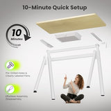 WALKINGDESK Standing Desk, 4-Leg Pneumatic Adjustable Desk for Walking Pad Treadmill - Stable No Wobble Fixed Frame, 40” Computer Desk with Fabric Drawer for Home Office, Gaming Desk, Oak WALKINGDESK