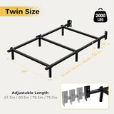 Awesofurni Twin Bed Frame, 7 Inch Basics Metal Bed Frame, Heavy Duty 9-Leg Base for Box Spring and Mattress, Noise-Free, Easy Assembly, Black Awesofurni