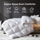 L LOVSOUL Goose Feather Down Fiber Comforter Queen Size, 100% Organic Cotton Fabric Duvet Insert,1200TC,750+Fill Power, Hotel Collection, All Season White Bedding Comforters with 8 Tabs L LOVSOUL