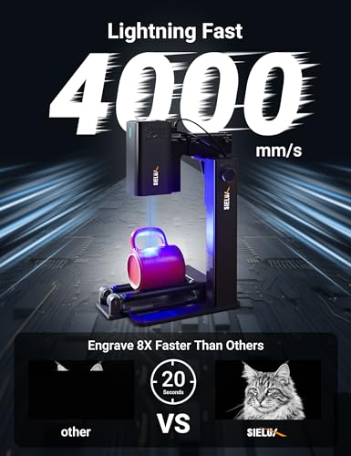 Sielux SL2 Laser Engraver Machine with Roller, Only 1.76 lbs, 4000mm/s Lightning Speed, Ultra HD Handheld Portable Laser Engraving Machine for Wood, Leather, Acrylic, Glass, Coated Metal sielux