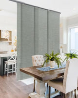 GoDear Design Adjustable Sliding Closet Door Blinds 45.8"- 86" W x 96" H, Extendable Panel Track Vertical Blinds for Sliding Doors, Shimmering Trimmable Fabric Panel Curtains, Semi-Sheer, Moonstone GoDear Design