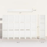 HOMCOM Room Divider, 6 Panel 67" Tall Wood Privacy Screen with 3 Display Shelves, and Folding Storage for Bedroom or Home Office, White HOMCOM