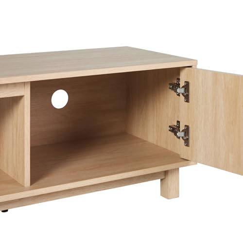 Walker Edison Walton Modern Fluted-Door Low Stand for TVs up to 80 Inches, 70 Inch, Coastal Oak Walker Edison