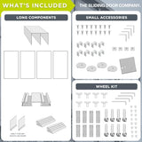 The Sliding Door Company 4 Panel Sliding Glass Interior Room Divider, Clear Tempered Glass (Black, 120" W x 96" H) The Sliding Door Company