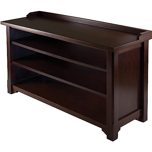 Winsome Dayton Storage Hall Bench With Shelves, Antique Walnut (94841) - WoodArtSupply