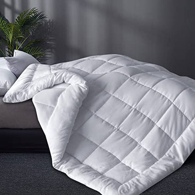 Moonsea Down Alternative Comforter Duvet Insert Queen Size White, Queen Size Blanket Duvet Insert with Corner Tab, Lightweight, All Season, Plush Siliconized Fiber Fluffy Filling - Box Stitched