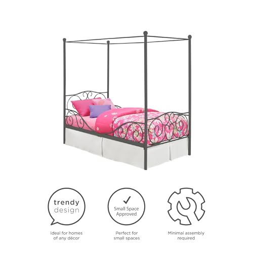 DHP 4020959 Sturdy Bed Frame, Twin, Pewter DHP