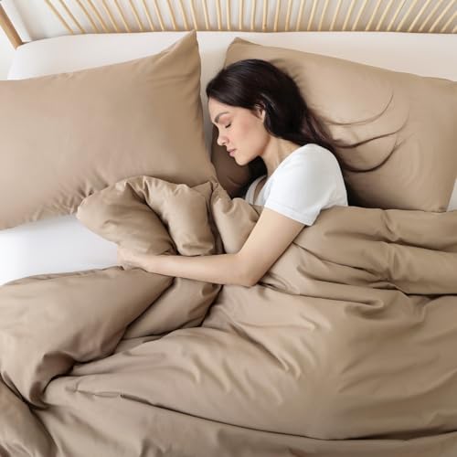 ROSGONIA King Size Comforter Set Taupe Brown, 3pcs(1 Boho Tan Comforter & 2 Pillowcases) All Season Bedding Lightweight Bedspread Blanket Quilts ROSGONIA