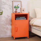 ALBAD Compact Metal Nightstand with Lockable Cabinet and Open Shelf, Modern Bedside Table, Versatile Side Table for Bedroom, Living Room, or Office (Orange, 26" H-Lockable Door) ALBAD