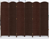 Duraspace 6 Panels Room Divider 6 FT Tall Weave Fiber Freestanding Double Hinged Extra Wide Folding Screen for Patio Privacy (Brown) DURASPACE