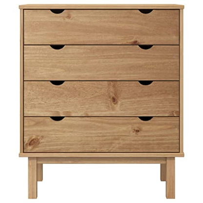 vidaXL OTTA Solid Pine Wood Drawer Cabinet with 4 Drawers, Scandinavian Style, Sturdy Wooden Frame, Spacious Storage, Decorative Top for Display -