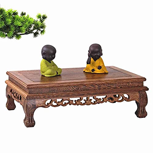 GOLDY&WENDY Vase Lamp Teapot Wooden Oriental Style Rectangular Base Rosewood Solid Wood Carving Display Stand GOLDY&WENDY