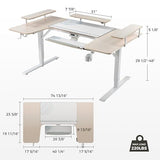 EUREKA ERGONOMIC Gaming Standing Desk with Keyboard Tray,74" U Shaped Studio Desk for Recording&Live,Electric Height Adjustable Desk w LED Convertible Shelves,Maple EUREKA ERGONOMIC